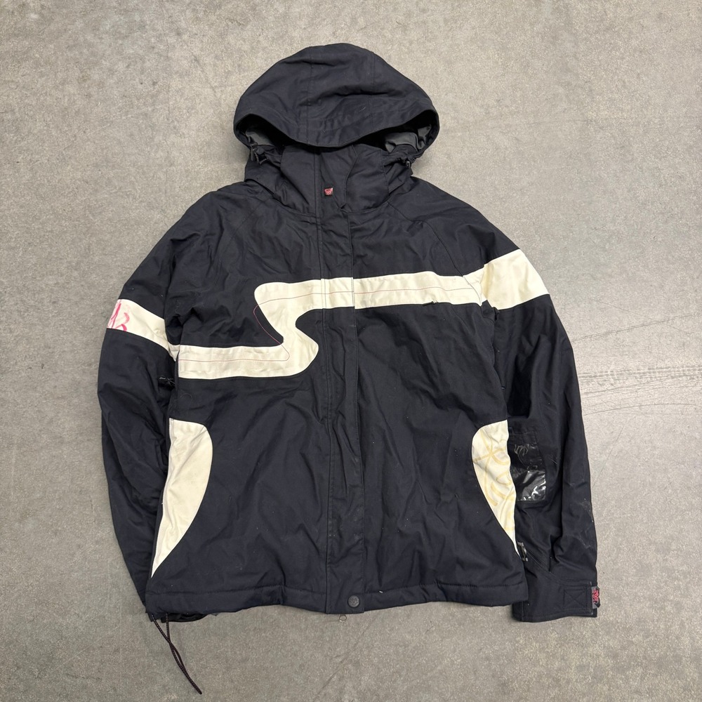 Roxy Snow Womens Black Cream Hooded Ski Jacket 10000mm Waterproof Size M